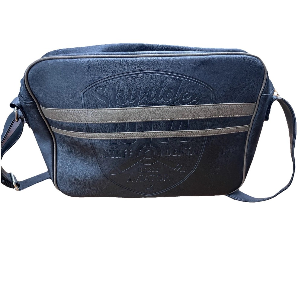 Skyrider Aviator Messenger Bag – Retro Pilot Staff Dept Flight Bag – Black/Brown